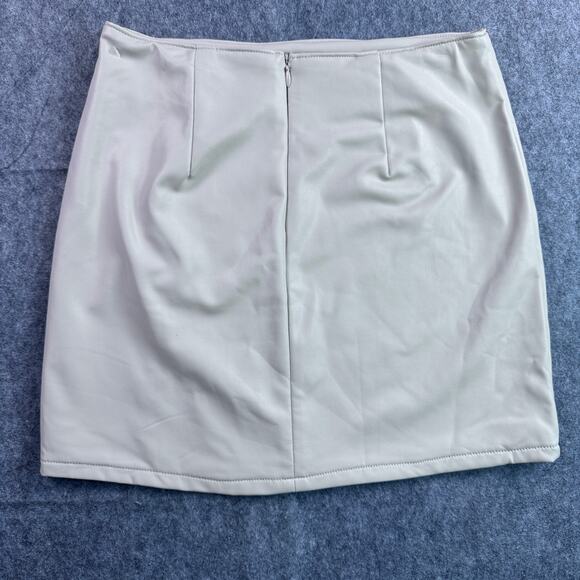 Rewash NWT Women's XS Cream Vegan Leather Mini Skirt - Picture 6 of 6